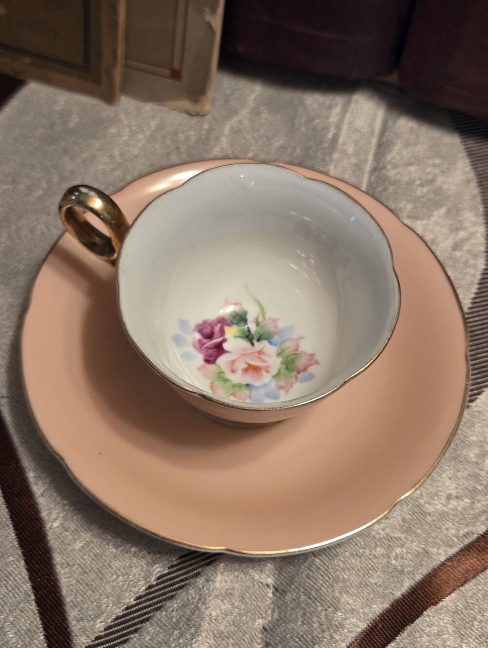Peachy Pinky Demitasse Teacup Saucer Set